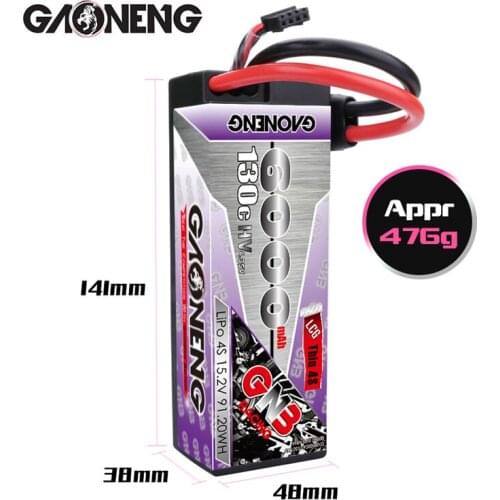 GAONENG GNB 15.2V 6000mAh 4S 130C Thin Hardcase HV LiPo Battery pack XT90 T Plug for 1:8 1/8 RC Car four drive off-road RC Car