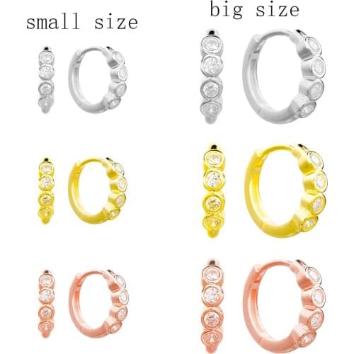 Slovecabin 925 Sterling Silver Small Size Round Zircon Beads Hoop Huggies Earring For Women Gift Simple Circle White CZ Jewelry