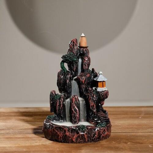 Lofty Mountains and Flow-water Smoke Backflow Incense Burner Resin Rockery Creative Ornaments Censer Antique Incense Burner