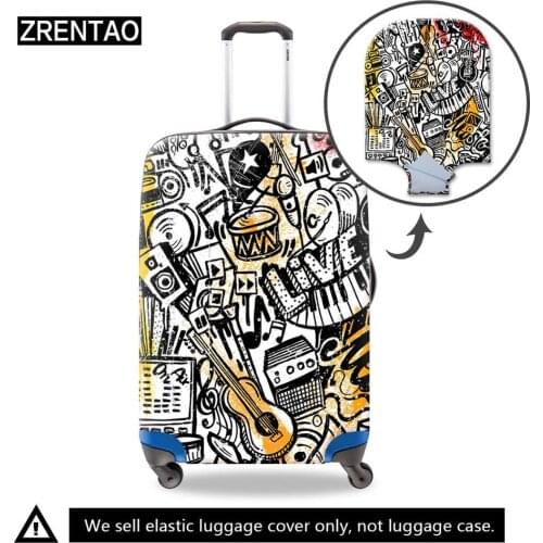ZRENTAO musical note stretchable trolley luggage cover dirt proof protective cover for check -in luggage travelling accessories