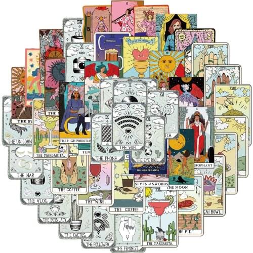 10/30/50PCS NEW Mixed Tarot Card Divination Stickers Travel Skateboard Suitcase Guitar Luggage Laptop Waterproof Cool Stickers