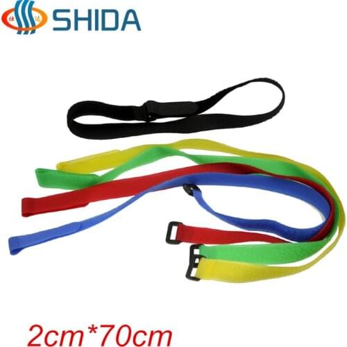 10pcs 2*70cm Colorful Reuseable Fixed Fastener Straps with Plastic Buckle Nylon Straps Self Adhesive Hook and Loop Cable Ties