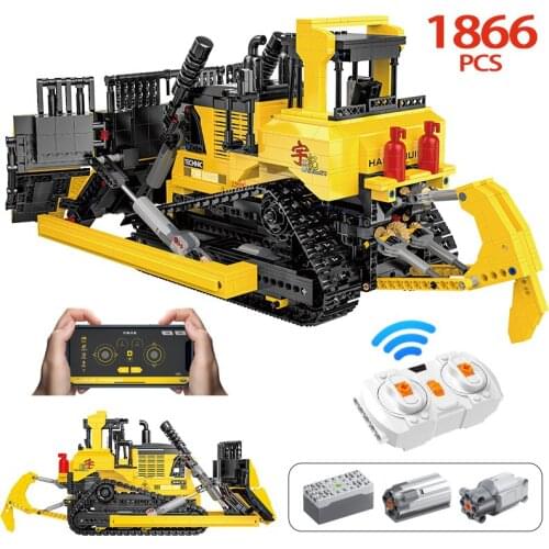1866Pcs Technical City APP RC Large Bulldozer Vehicle Building Blocks Remote Control Engineering Car Bricks Toys For Children