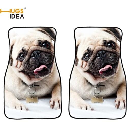 2Pcs Cute 3D Pug Dog Pattern Car Floor Carpets Lovely Dog/Boston Terrier Automotive Rugs Model Decor Carpets wolf