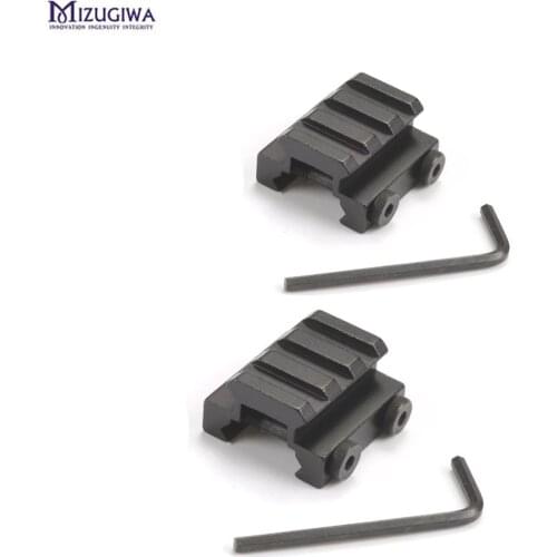 2pcs/lot 1/2" 3-Slot Low Riser 20mm Weaver Picatinny Rail Rifle Mount Scope Mount Base Adapter Airsoft Gun Hunting Accessories