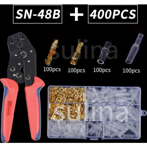 400/600PCS Bullet Terminals Car Auto Motorcycle Crimp Terminals Electrical Wire Connectors Bullet Connectors SN48B Crimping Kit