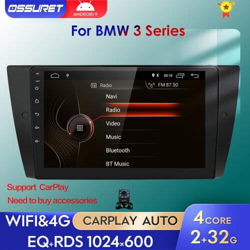 Car GPS Stereo Multimedia Player Android 10 For BMW E90 E91 E92 E93 4G Wifi FM AM Radio Automotivo Canbus 1024*600 CAM-IN RDS