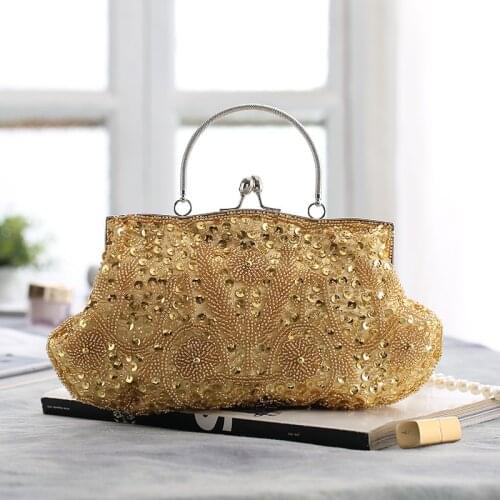 Hollow Out Style Day Clutch With Handle Flower Ladies Purse Soft Beading Embroidery Party Evening Bags