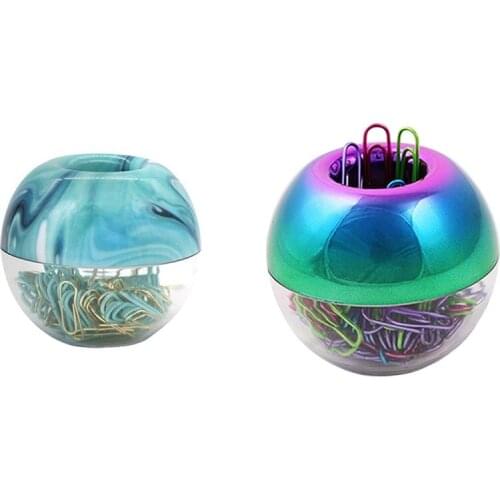 Rainbow Paper Clip Holder Dispensers With 100Pcs 28Mm Colorful Paper Clips And Built-In Magnetic Ring
