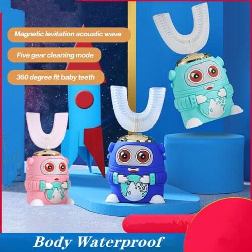 Cartoon U-shaped Kid k Electric Toothbrush U-shaped Toothbrush Baby Sonic Automatic Brushing Charging Silicone Portable Cleaning