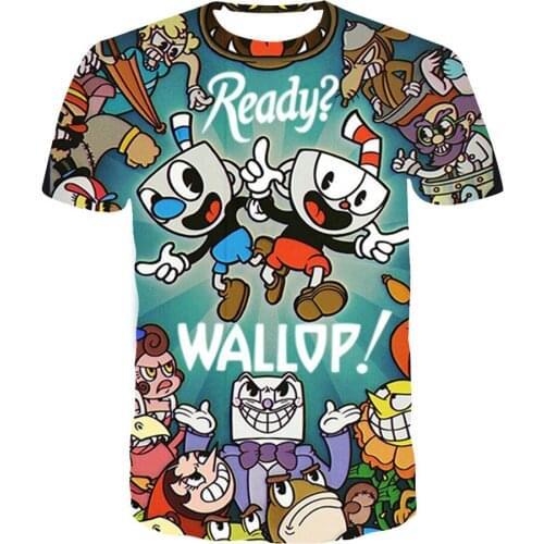 Cuphead Mugman Kids Anime T-Shirt 3D Printing Girls Boys Clothes Children Cartoon Tops Baby Tshirts Men Women Summer Casual Tees