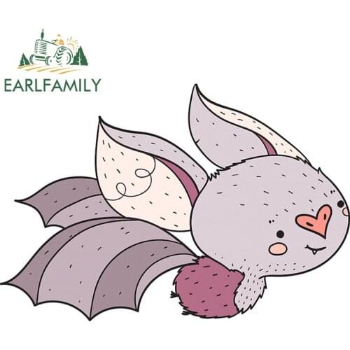 EARLFAMILY 13cm x 9.2cm for Purple Bat Friend Cartoon Laptop Car Sticker Personality Sunscreen Decal Waterproof Vinyl Car Wrap