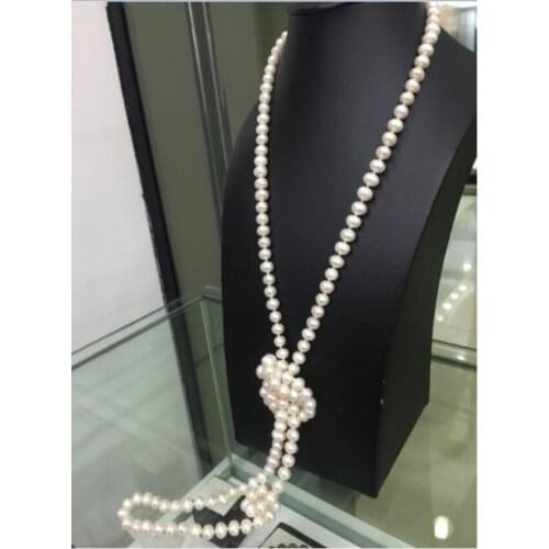 Classic 8-9mm south sea white round pearl necklace 48inch