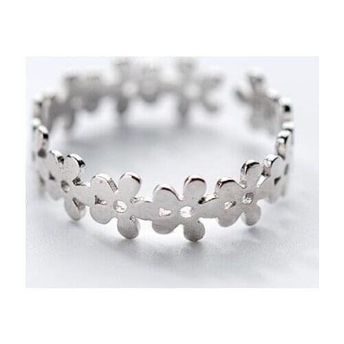 925 Sterling Silver Hollow Plum Blossom Literary Temperament Personality Fashion Female Resizable Opening Rings SRI105