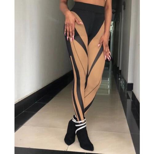 KLALIEN Women Summer Fashion Sexy Black Patchwork Mesh Trousers 2021 New Hot Sale Slim Stretch Skinny Streetwear Female Leggings