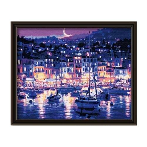 MaHuaf-X331 Framed New arrival decoration picture unique gift Digital Oil Painting On Canvas painting by numbers Quiet moonlight