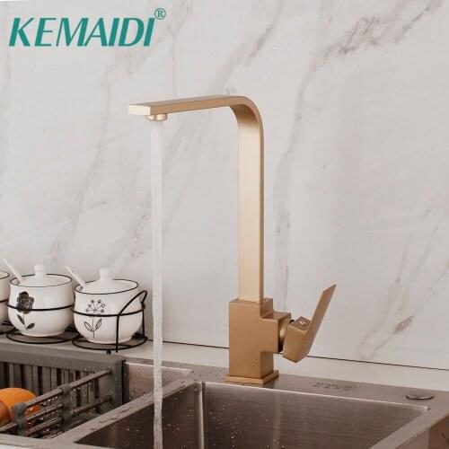 KEMAIDI Stainless Steel Brushed Gold Kitchen Faucet Mixer Taps Hot and Cold Kitchen Tap Single Hole Water Tap Kitchen Faucet