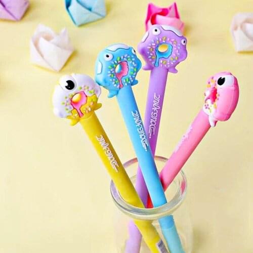Cartoon Donuts Gel Pens Student Writing Tools 0.5mm Black Refills Pen ChildrenS Stationery Gifts Office Supplies