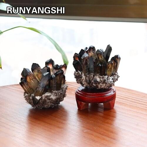 Natural Smokey quartz Tea Crystal cluster Healing Stones Crystal Point Specimen Home Decoration Raw Crystals Minerales