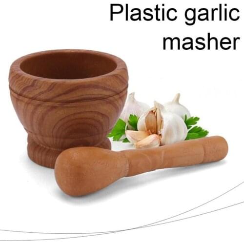 1Pcs Pestle Grinder Wooden White Granite Grinder Mortar Garlic Herb Grinding Pot Mixing Kitchen Tool Press Supplies Pepper Z8I9