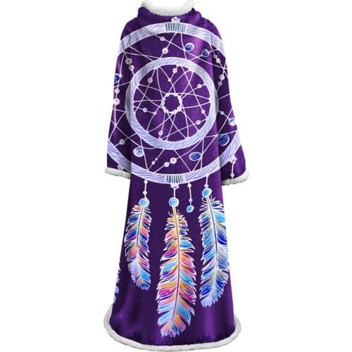 Dreamcatcher Sleeve Blanket Thickening Microfiber Plush Sherpa Throw Blanket Sofa/bed/plane Travel Bedding Blankets With Sleeve