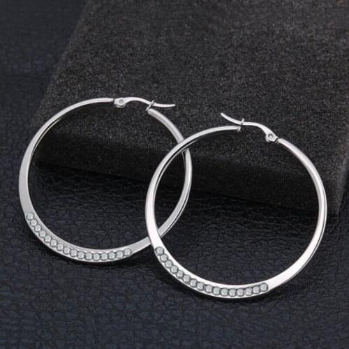 Size 45mm Zircon Round 003 Brief Titanium Stainless Steel Colors Plated Men Earring Hoop Earrings For Women Classic Jewelry