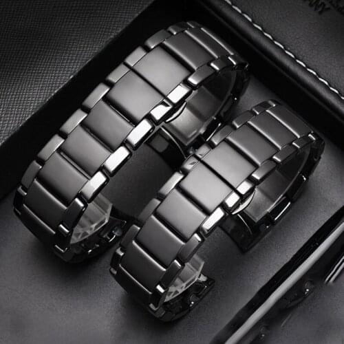 22mm 24mm Ceramic Mix Steel for AR1451 AR1452 AR1400 AR1410 Watch Band for AR Watches Wrist Strap Brand Watchband Curved End