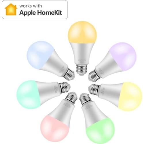 Smart WiFi Bulb Dimmable LED Bulbs Lamp E27 Work with Apple homekit RGB Bulbs 16 Million Colors Only for IOS Voice control Lamp
