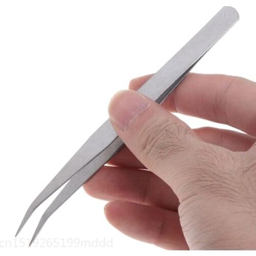 Fishing Tweezer Curved Head Fly Tying Stainless Steel Earthworm Anti Static Tool