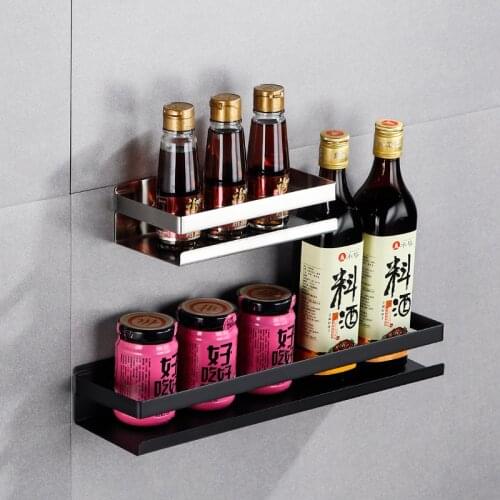 20-50CM Modern Matt Black Bathroom Corner Shelves Kitchen Wall Shelf Shower Bath Shampoo Storage Rack Bathroom Kitchen Accessory