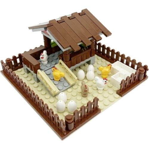 Moc Farm City Creator Farm Animal Chicken Coop Egg Building Block MOC Model DIY Kids Bricks Educational Toys Christmas Gifts
