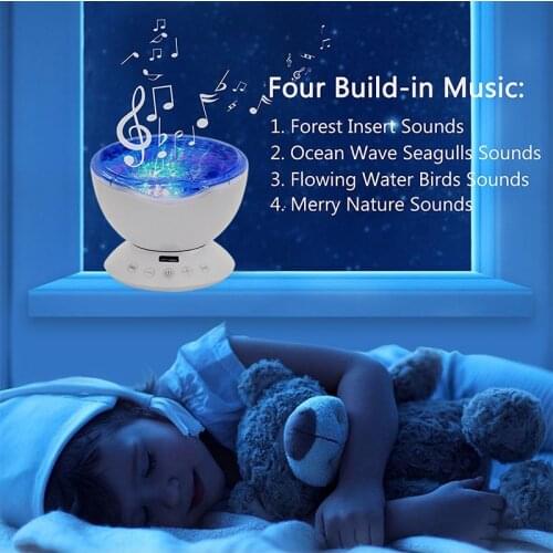 LED Ocean Wave Projector Starry Sky Aurora rechargeable Night Light remote Novelty rotate USB Baby bedside lamps