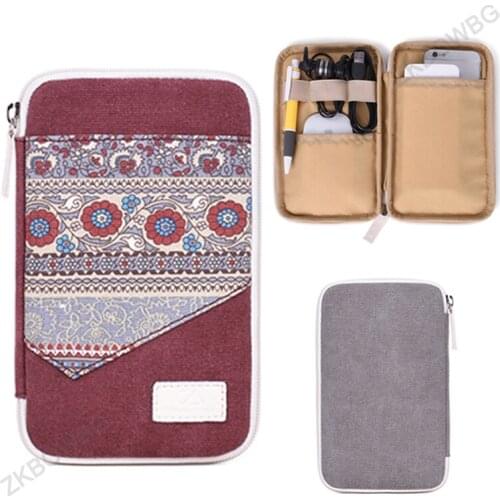 Waterproof Canvas Portable Travel Bag for iPhone 12 Pro Mobile Phone Power Bank Mouse Pen Headset Zipper Digital Storage Sleeve