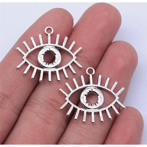 WYSIWYG 10pcs 26x22mm Antique Silver Color Eye Charms Pendant For Jewelry Making DIY Jewelry Findings