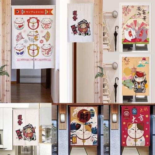 Japanese Lucky Cat Fabric Partition Curtain Half Panel Curtain Bedroom Kitchen Doorway Curtain Geomantic Curtain Home Decoration