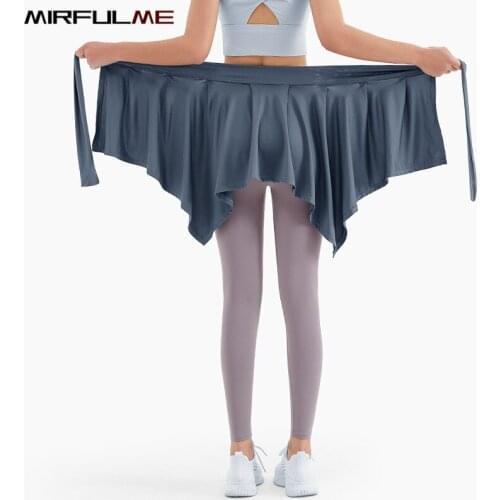 Women Sports Yoga Skirt Bandage One-Piece Short Skirts Hip Covering Towel Pantskirt Ballet Dance Culotte Girls Gym Workout Dress