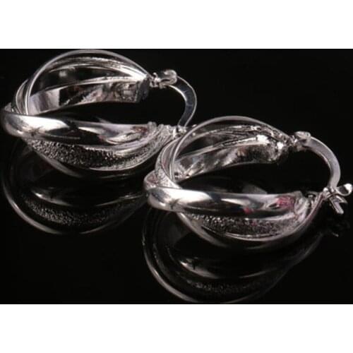 6 Colors Silver earring 2016 New boucle d'oreille femme Statement Silver color Doubled Side earrings hoop For Women