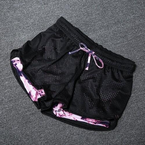 Women Yoga Shorts Fitness Sportwear for Female Mesh Breathable Loose High Waist Running Sport Yoga Shorts Seamless Fake 2pcs