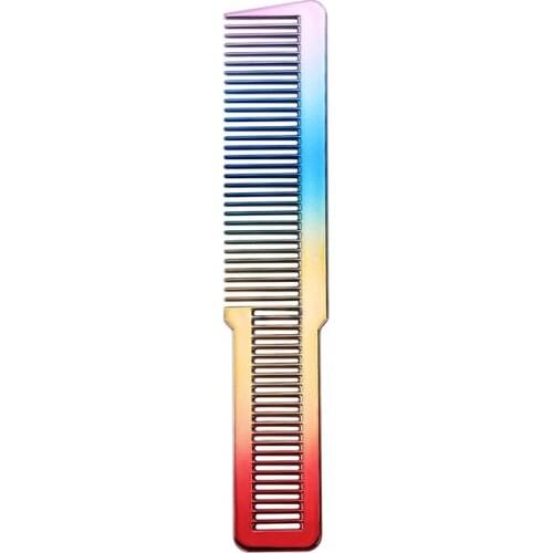 1 Pc Electroplating Colorful Flat Hair Comb Round Teeth Hair Brush Hollow Handle Hair Accessories Anti-slip Barber Accessories