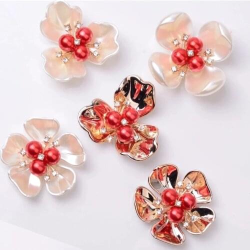 10 PCS 38mm Imitation Shell Pearl Flower For Earring Clothing Hair Accessories DIY Jewelry Making