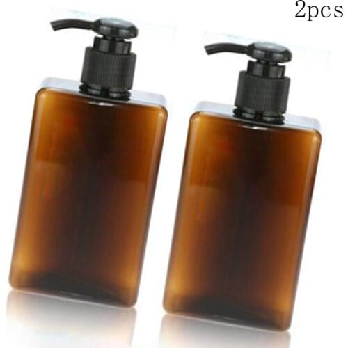 2pcs Pump Bottles Refillable Portable Square Empty Pump Bottle Soap Dispenser Lotion Shampoo 280ml New