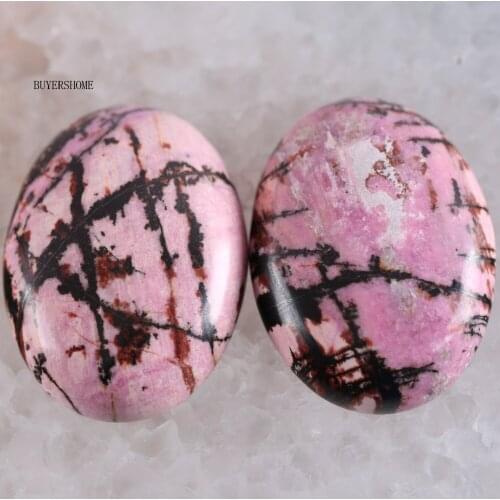 2Pcs/Lot 22x30MM Oval Natural Stone Bead Pink Rhodonite CAB Cabochon For Jewelry Making DIY Bracelet Necklace K518