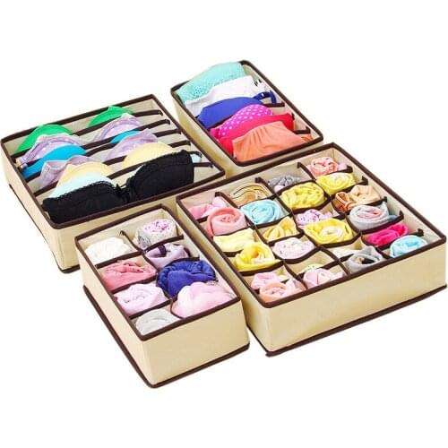 4PCS Storage Boxes For Ties Socks Shorts Bra Underwear Divider Drawer Lidded Closet Organizer Ropa Interior Organizador