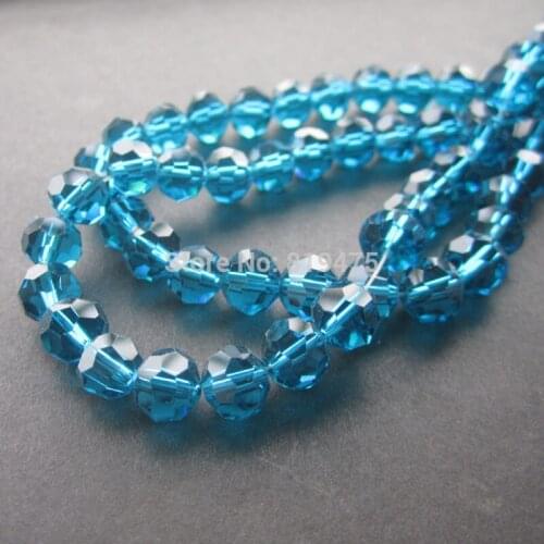 70 pieces/lot) 8mm Glass crystal beads Faceted Disco Beads Teal Blue color for jewelry making