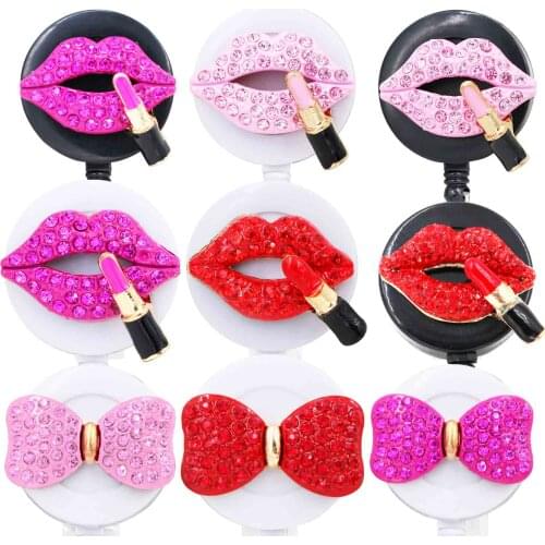 9pcs Lot Rose Pink Red Kiss Retractable Badge Holder with Alligator Clip Retractable Cord ID Badge Reel