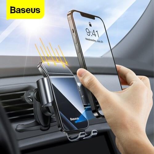 Baseus Car Phone Holder Smart Sensor Solar Power Wireless Car Electric Air Vent Holder for iPhone Samsung Xiaomi Phone Holder