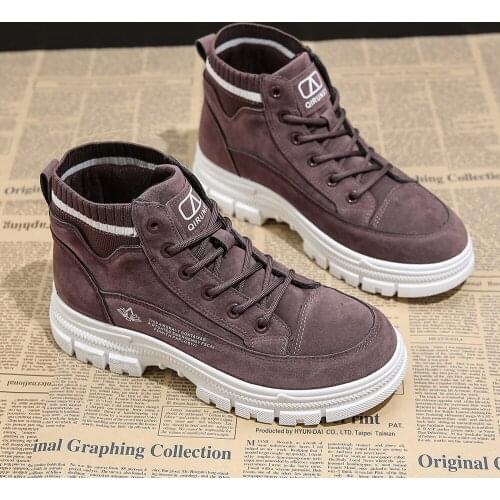 Platform Casual Martin Boots New Autumn Women Faux Suede Leather Ankle Boots Thick Bottom Zipper Short Fashion Ladies Footwear