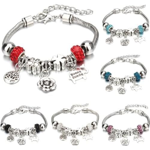 Charm Bracelet & Bangles Tree Elephant Beads Bracelets Brands Bracelets Fit Women Girl Friendship Gift Jewelry Dropshipping
