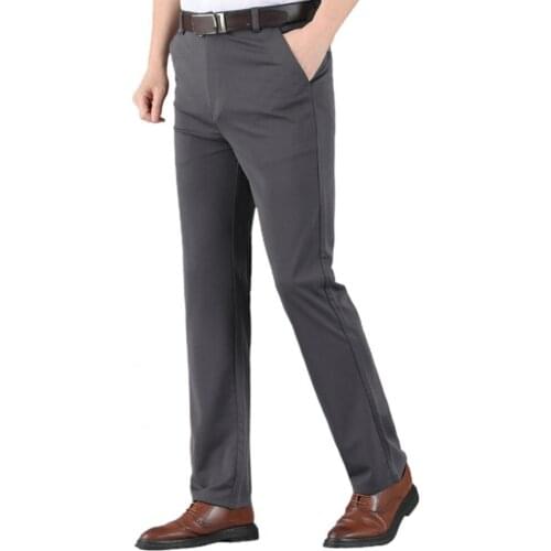 40%HOTHigh Waist Deep Crotch Suit Pants Breathable Elastic Waist Straight Business Trousers Male Clothing