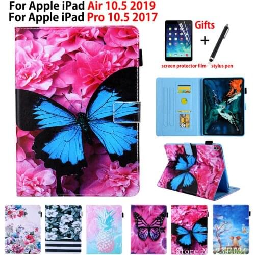 Butterfly Print Case For iPad Air 10.5 2019 Smart Cover For iPad pro 10.5 2017 Case Funda PU Leather Flip Stand Skin Shell +Gift